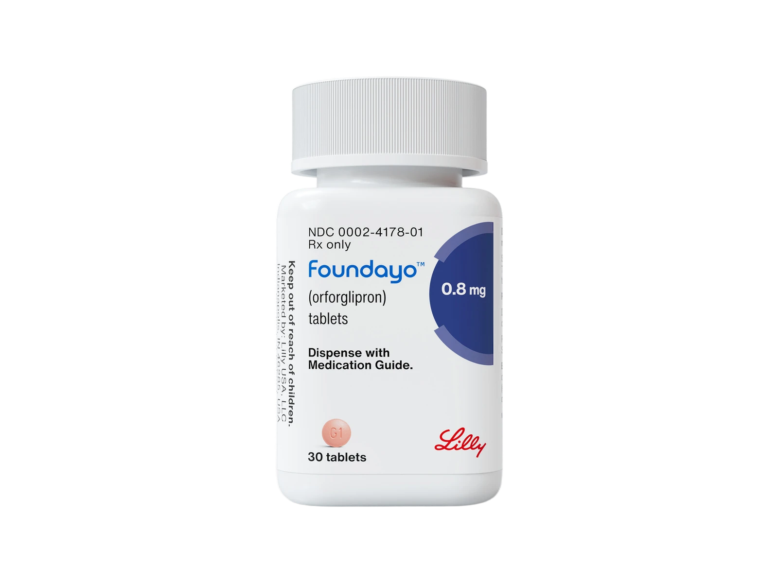 Bottle of Foundayo (orforglipron) tablets